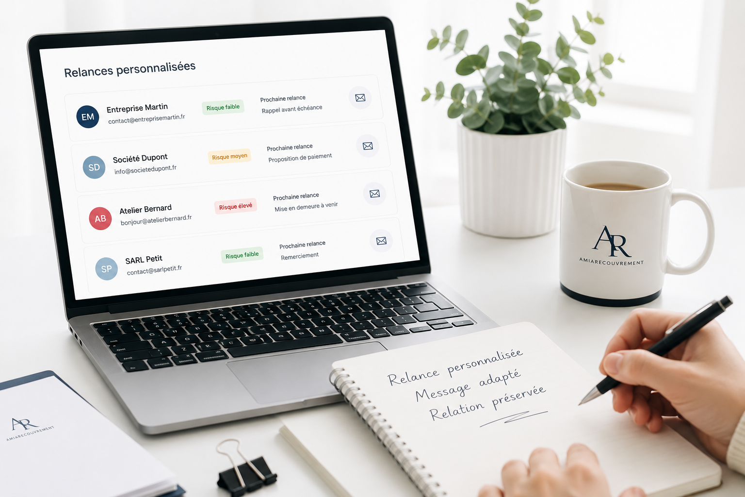 Interface de relances personnalisées sur ordinateur et mobile
